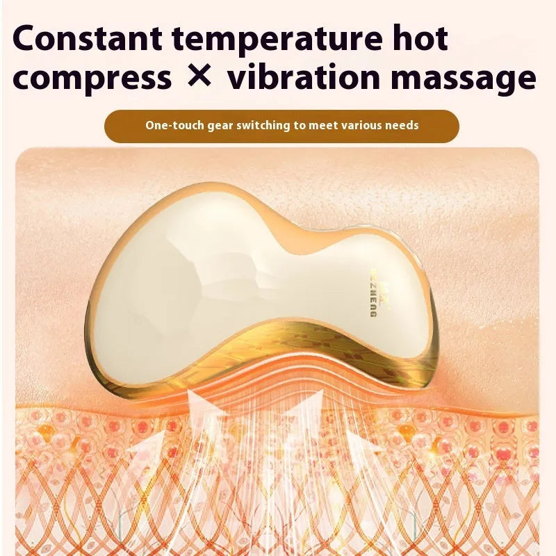 Gold yellow electric scrapping plate massager with USB charging port and compact design
