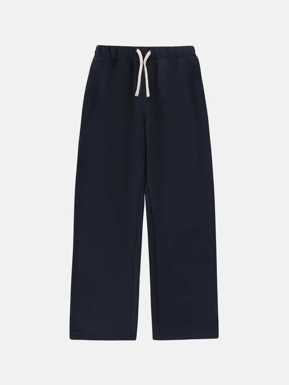 Men's black fleece-lined sweatpants with elastic drawstring waist shown in loose fit