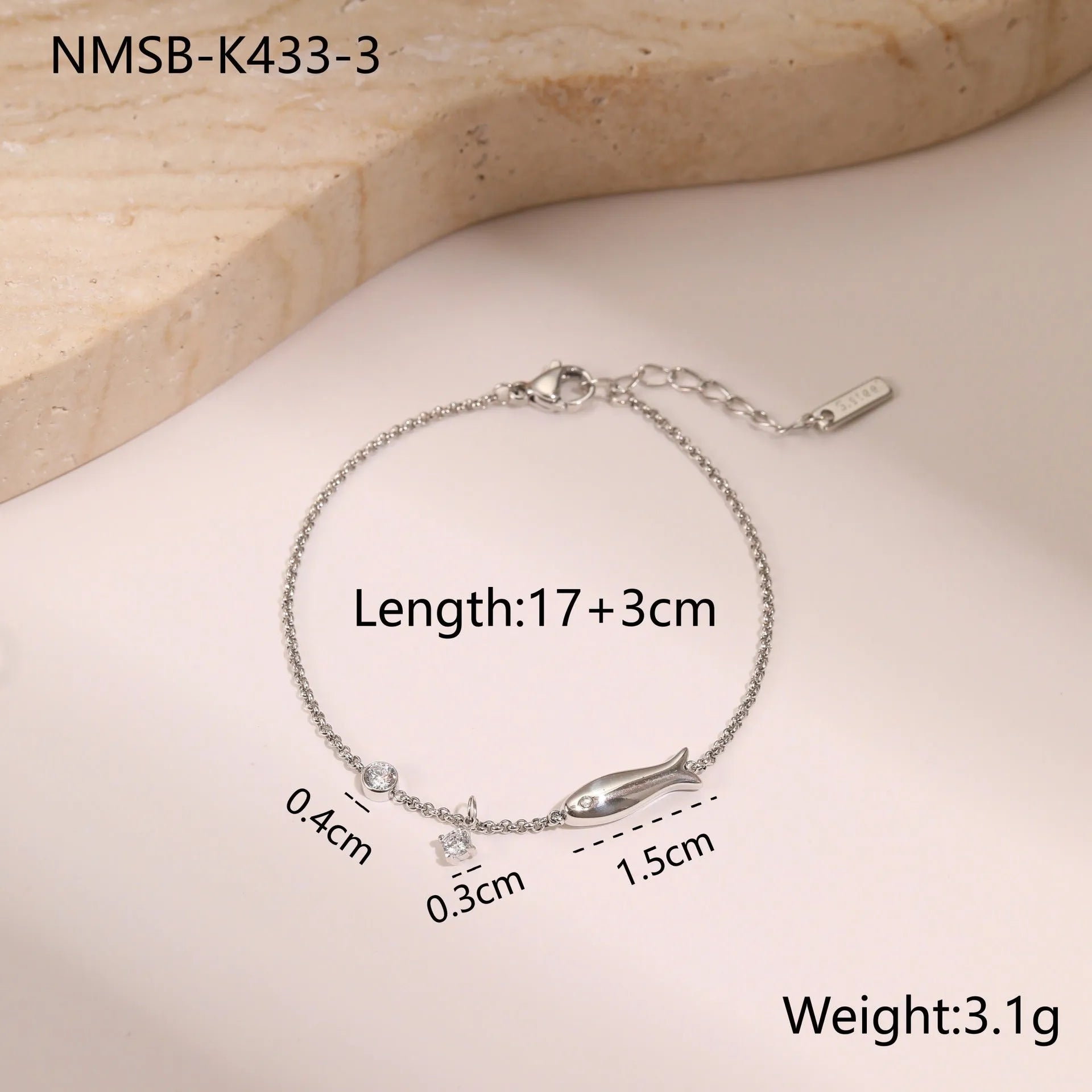 Women's titanium steel bracelet with gold plating and geometric star pendant