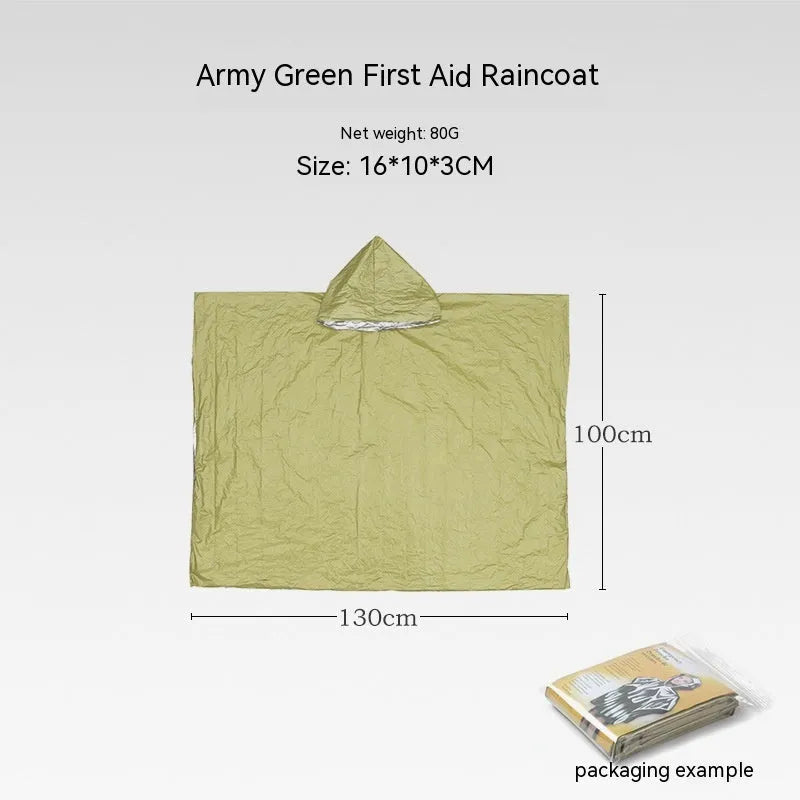 Orange portable disaster relief tent and sleeping bag kit set up outdoors.