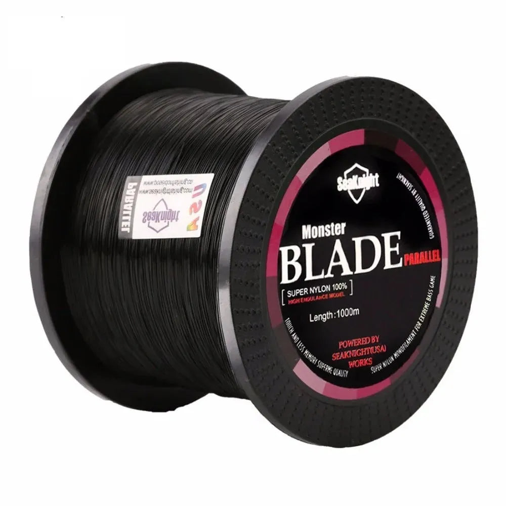 Seaknight1000 M spool of nylon monofilament fishing line in white, green, blue, yellow, or black.
