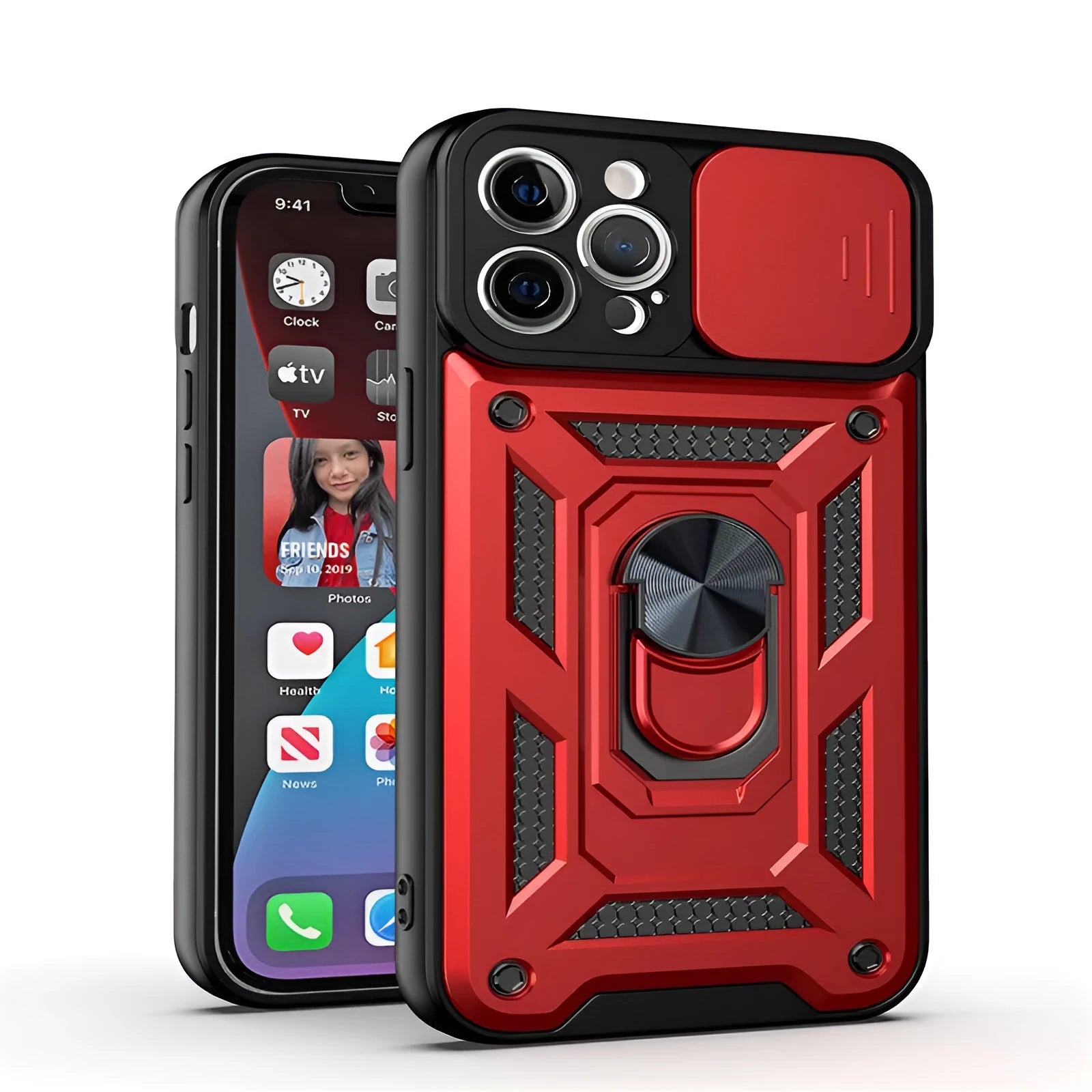 Sergeant sliding window mobile phone case in blue colour with visible magnetic bracket on back