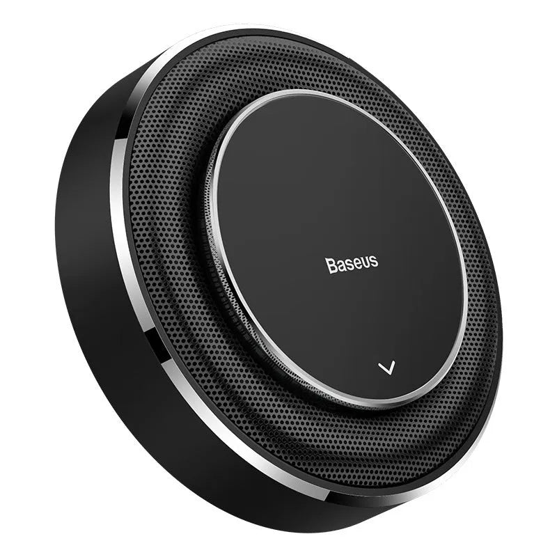 Bess aluminium alloy car fragrance in black, red, or silver with round seat and four tablets