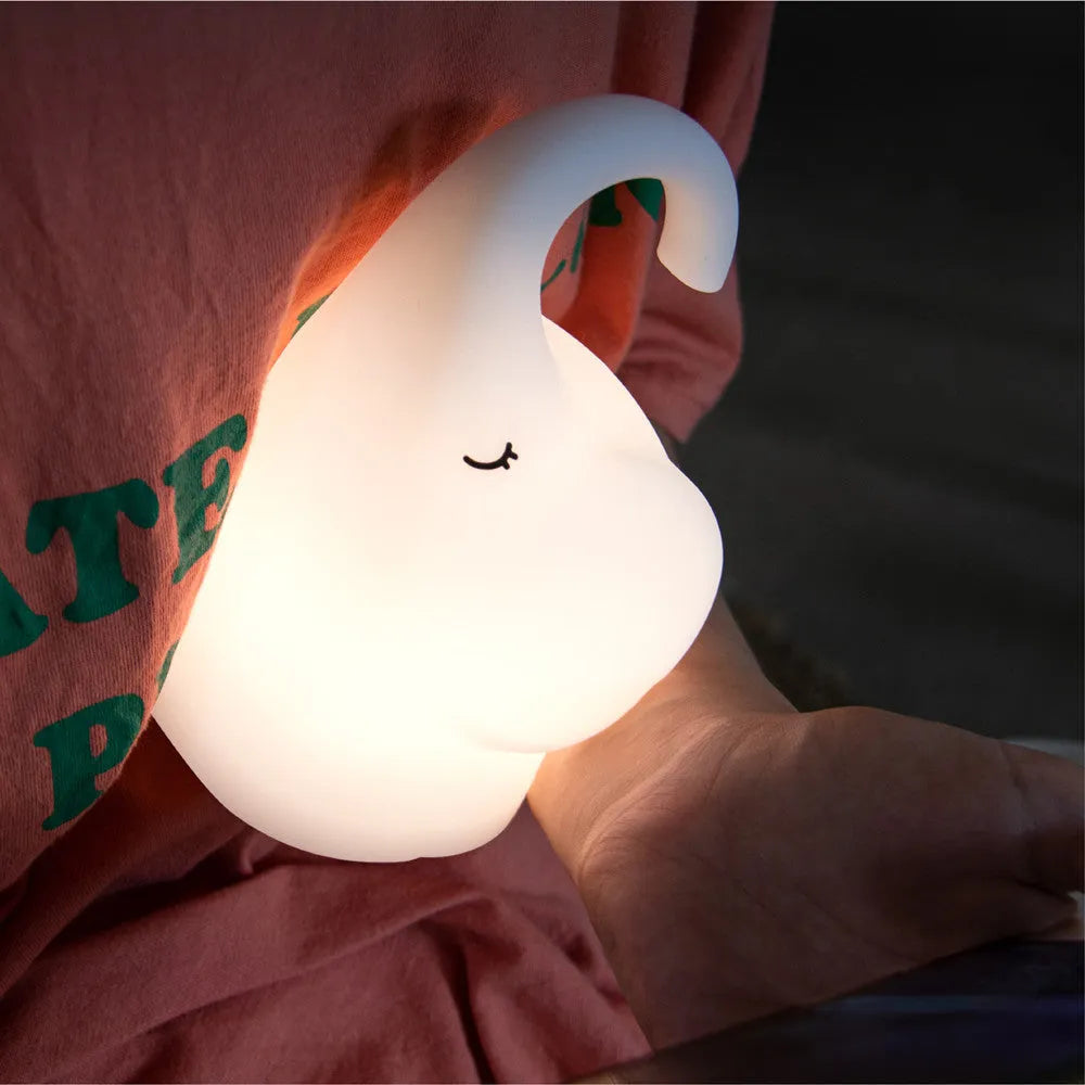 White elephant silicone night light with soft LED glow for bedroom bedside