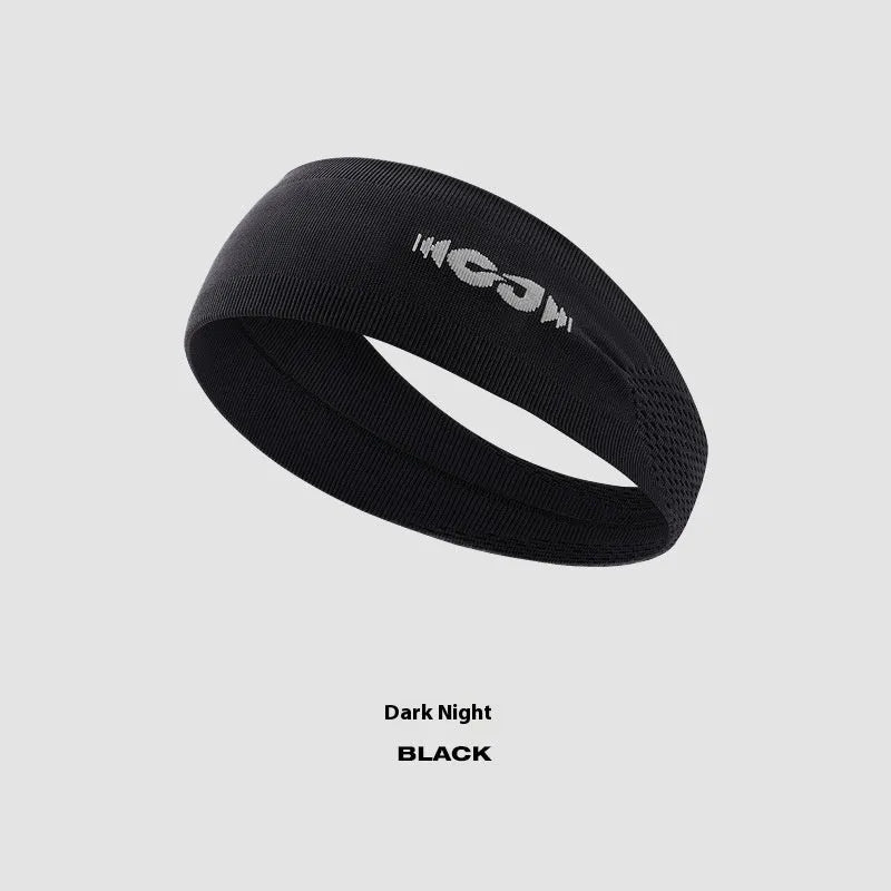 Seamless knitted exercise hair band in black, gray, and blue colours for sport