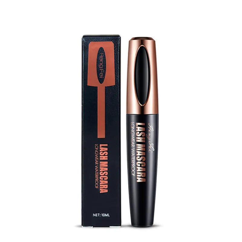 Black waterproof mascara tube for thick, long, curling lashes that resist smudging.