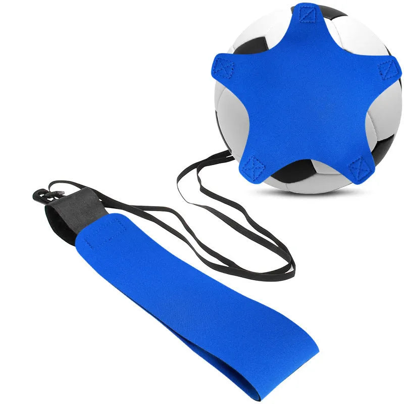 Purple five-corner pattern neoprene football juggling belt with elastic ball tether