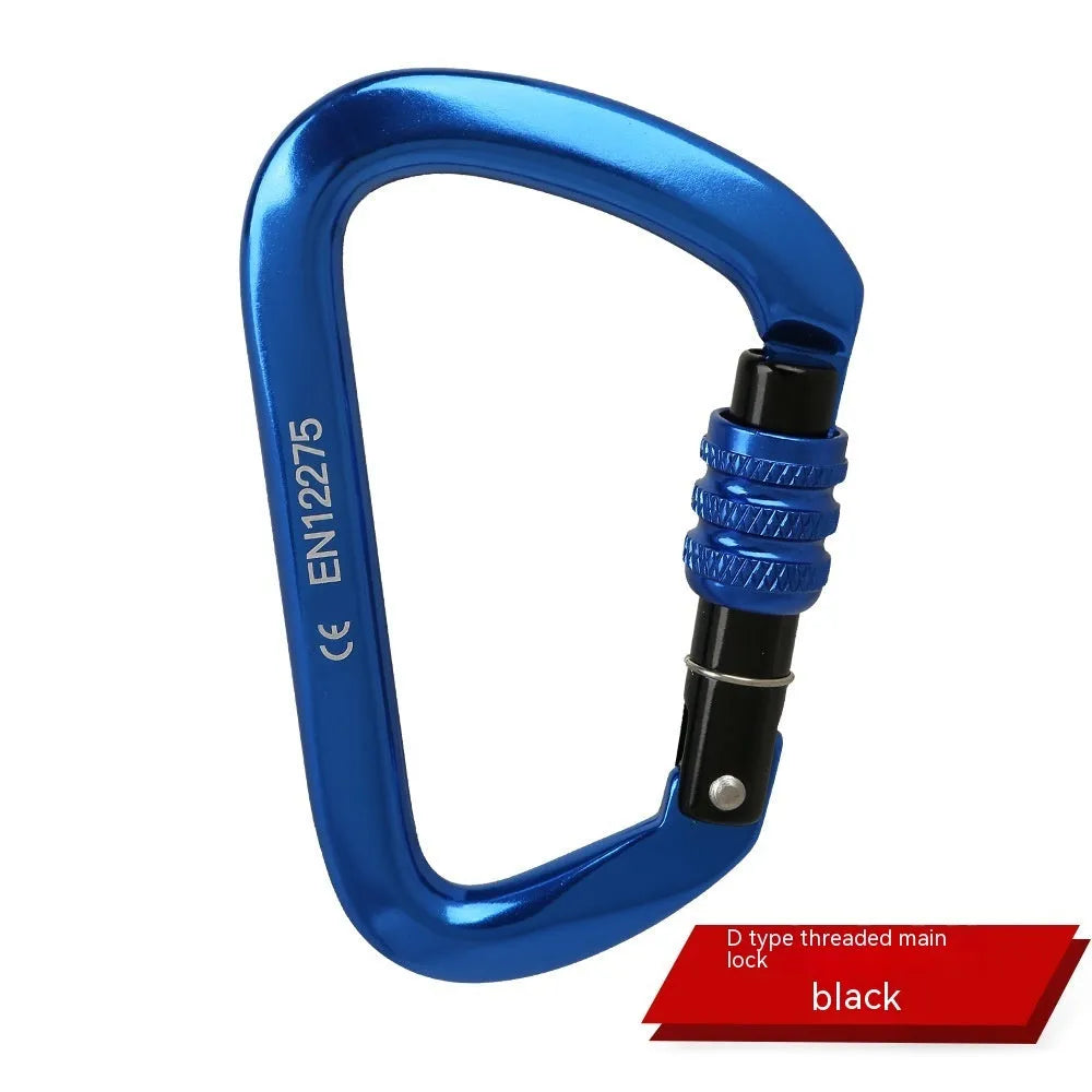 D-type steel climbing lock with choice of automatic or threaded gate, shown in red colour.
