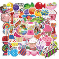 50 colourful candy graffiti adhesive stickers with cartoon designs measuring 4-6cm