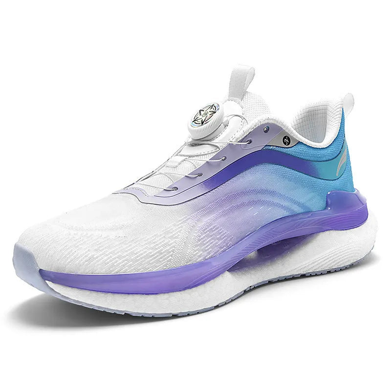 Men's high-top breathable running shoes with buckle closure in cotton candy colour