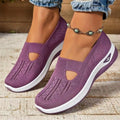 Women's casual mesh shoes with T-strap design and soft PVC soles in light purple colour