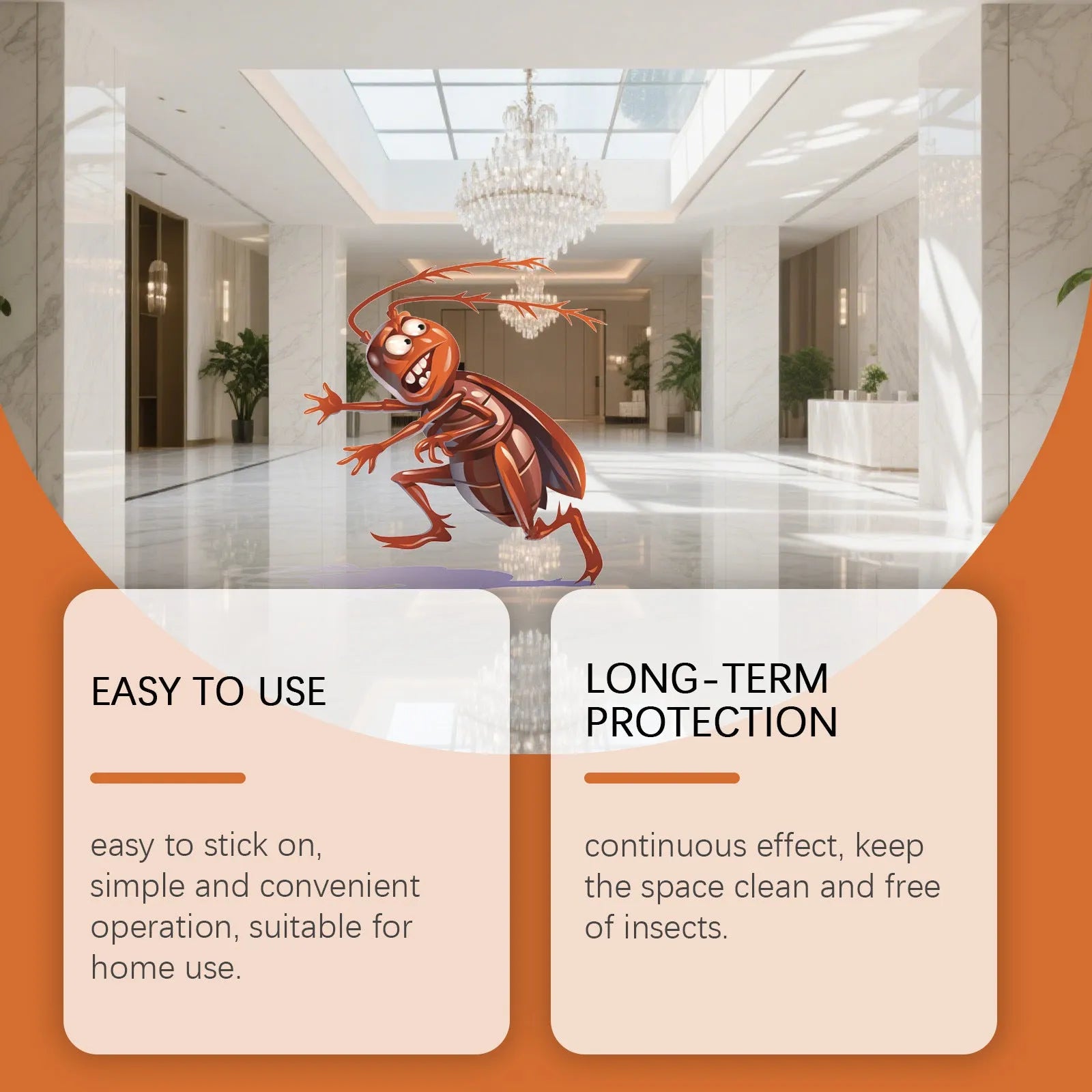 Indoor kitchen cockroach killer bait sticker 8-pack with glue traps for household pest control