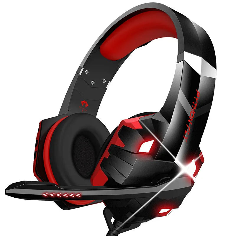 Wired gaming headset with RGB breathing lights and microphone in blue colour