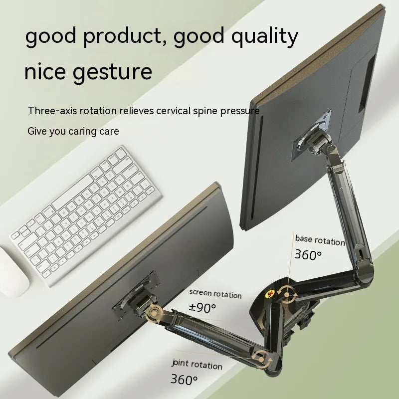 Aluminium and plastic dual screen monitor bracket with lifting mechanism, for VESA 75x75 or 100x100 mm mounts.