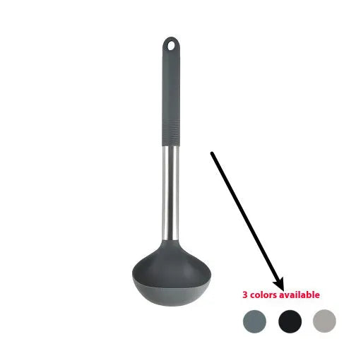 Silicone kitchenware 12 piece set with utensils and rotating storage bucket in black, grey, or khaki