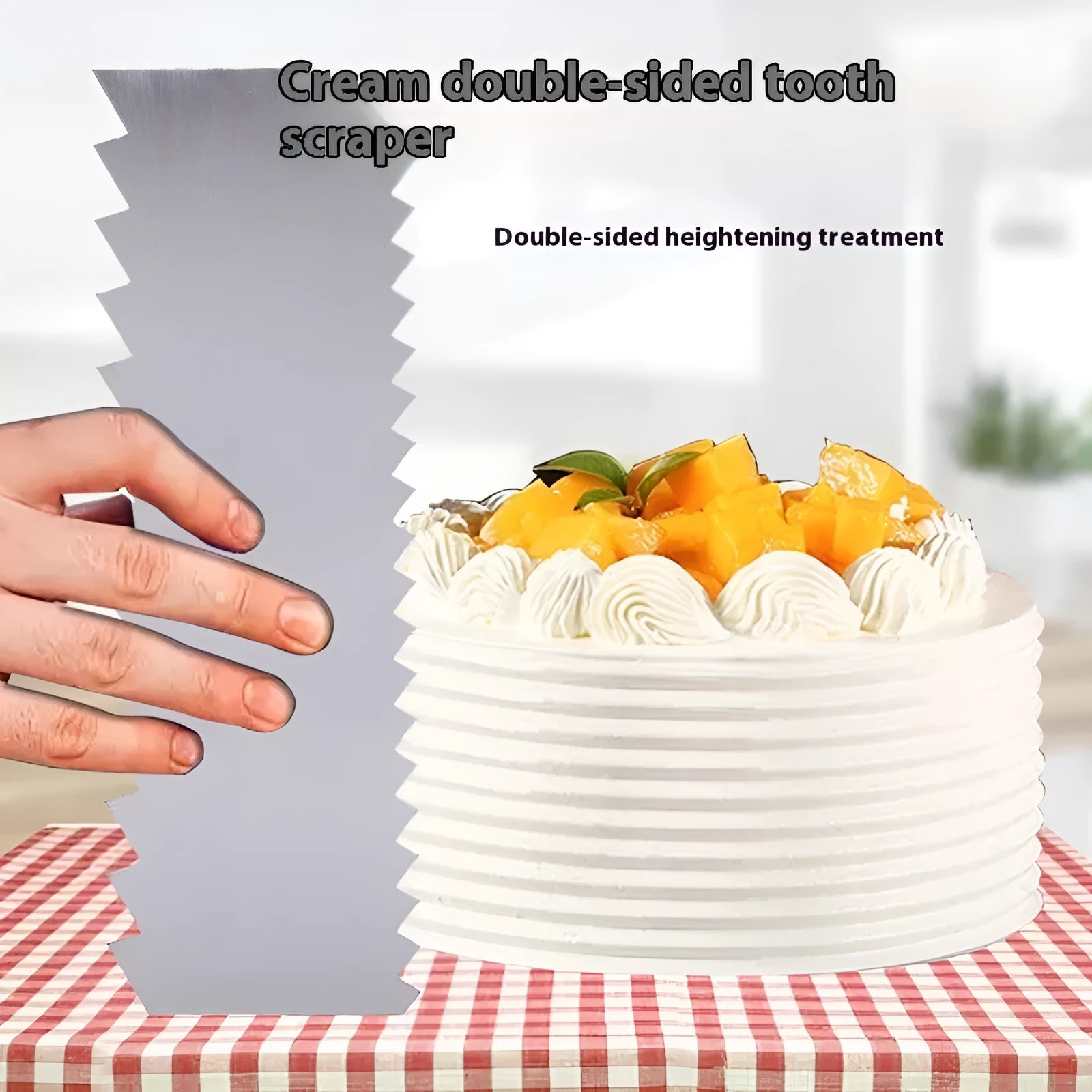 Stainless steel cream scraper cake decorating tool with polygon pattern designs