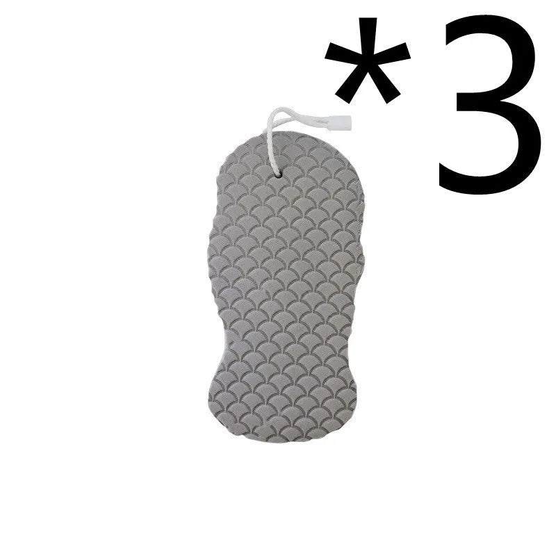 3D bath sponge ball with fish scale texture in white, grey, pink, and light blue colours