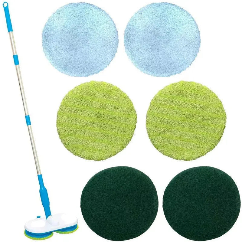 Wireless electric floor mop with USB charging port and multiple cleaning pads