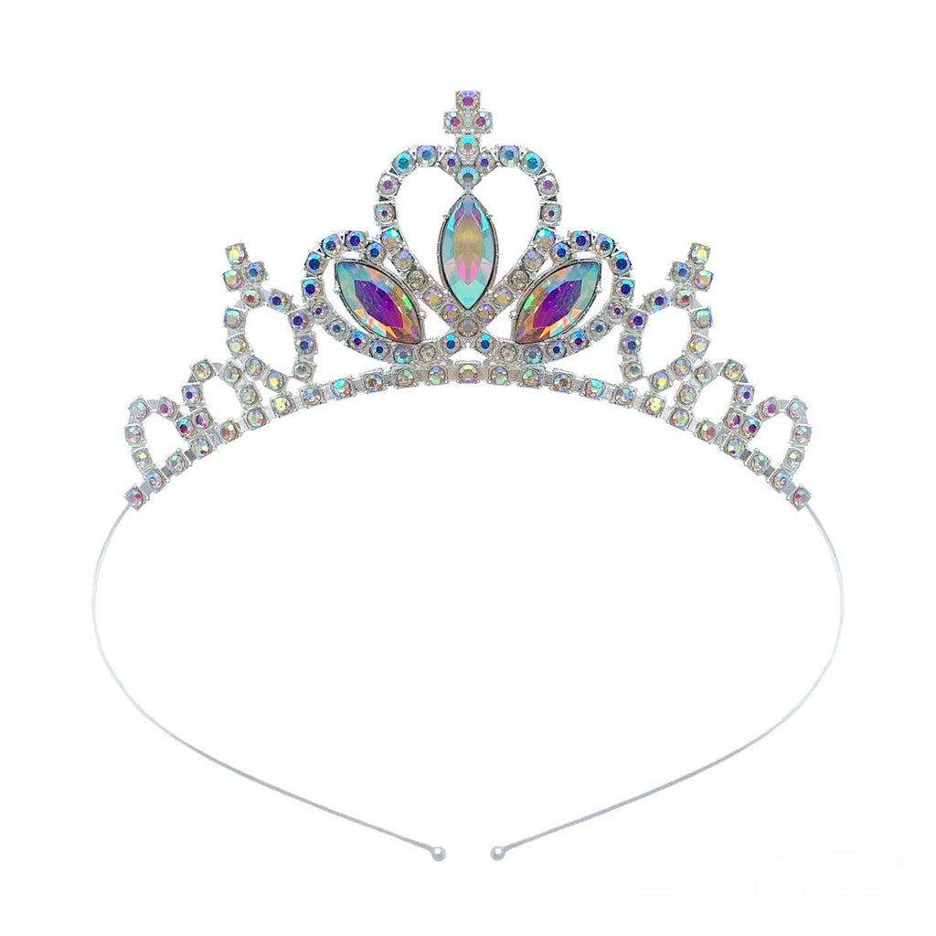 Girl's metallic alloy princess crown headdress in gold finish.