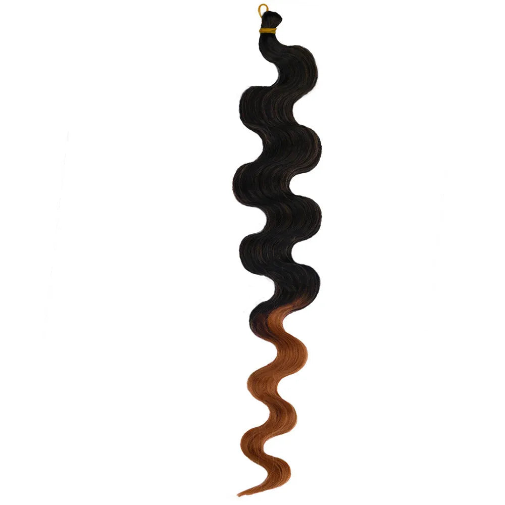 24-inch wine red synthetic wig with big wave texture and crochet braid base