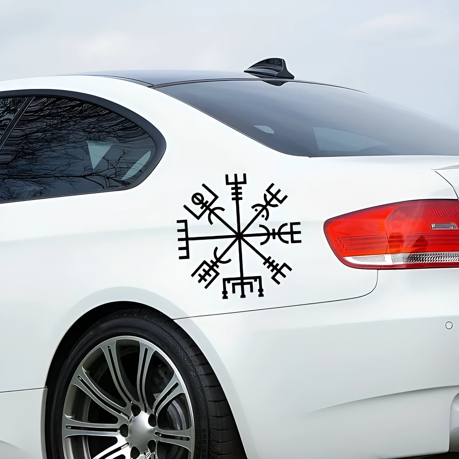13x13cm square vinyl car sticker with transparent design for window application