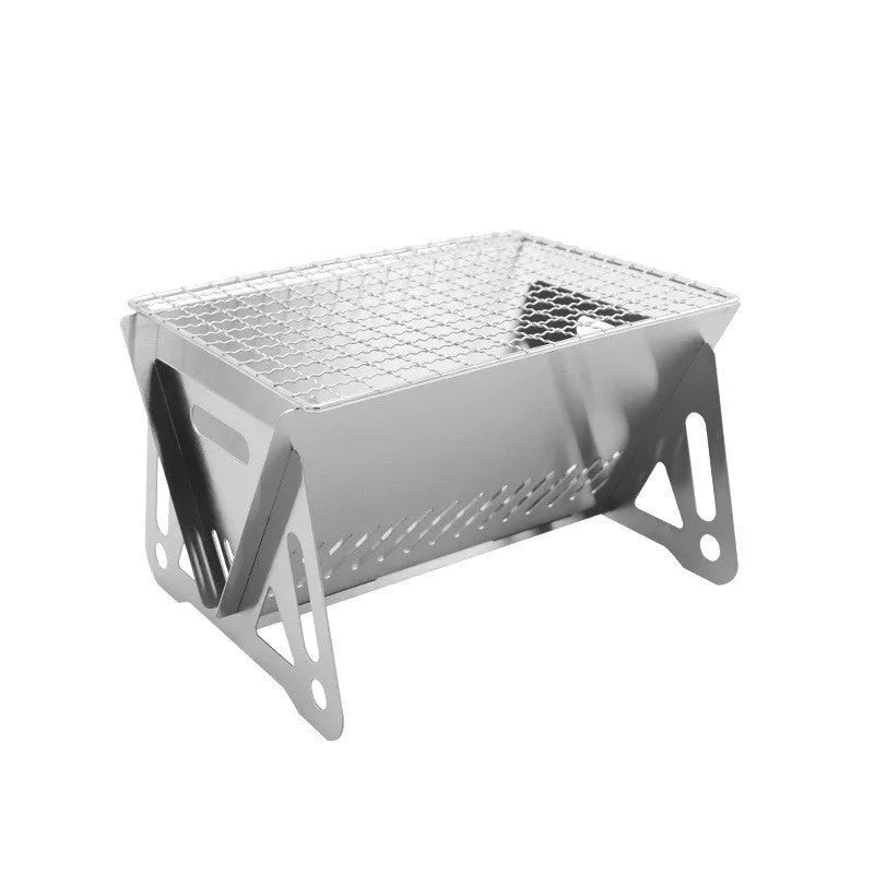 Large folding stainless steel barbecue oven body with grill rack for outdoor camping