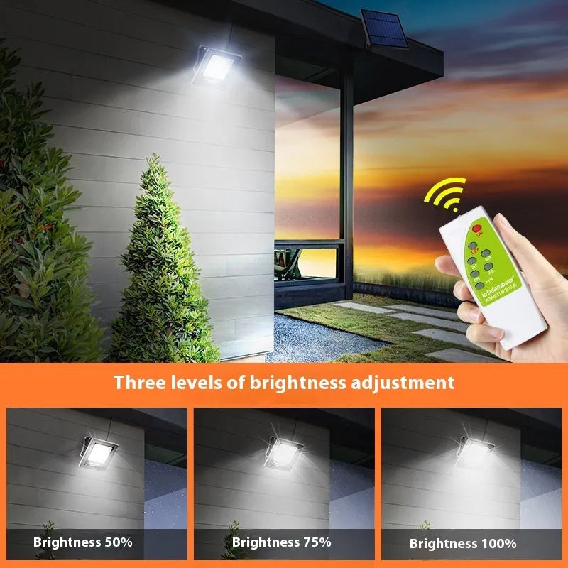 Outdoor solar-powered LED light with IP65 waterproof rating for courtyard and garden illumination
