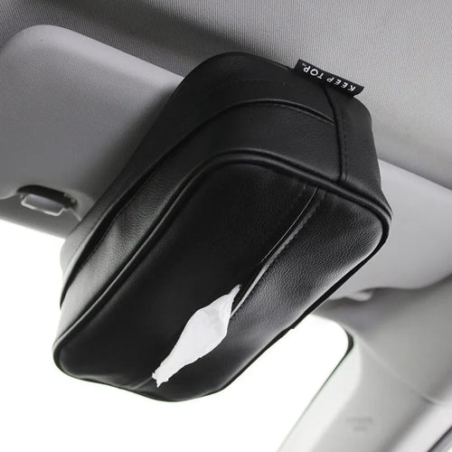 Black and beige PU leather hanging storage box for car and home organisation