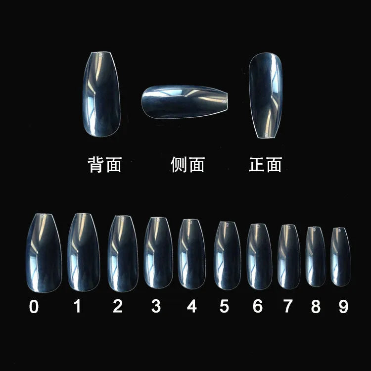 500 clear acrylic false nails in natural colour with 10 different sizes for professional or home manicures