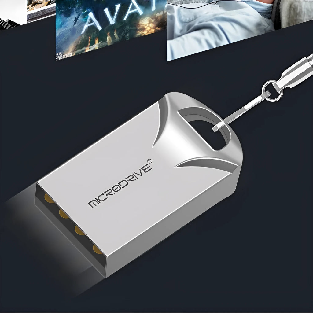 Mini black and silver metal USB flash drive showing compact 23x12x8mm size