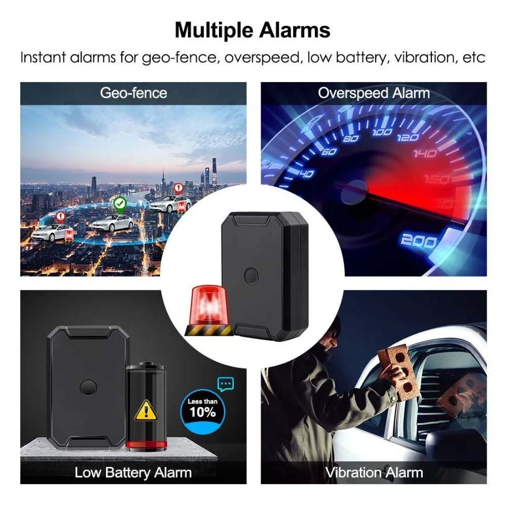 Black GPS car locator device with 6000mAh battery and IP65 waterproof rating for vehicle tracking