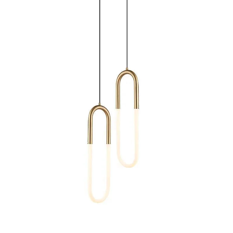 Nordic minimalist U-shaped bedroom chandelier pendant light with tri-colour dimming
