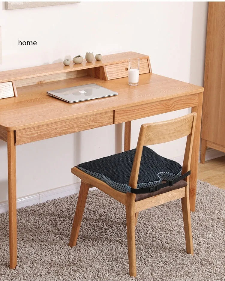 Memory foam seat cushion with adjustable straps in black, grey and creamy white colours