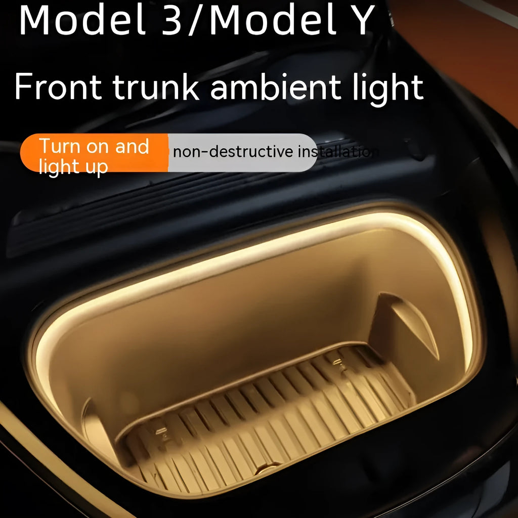 Tesla Model 3 Y front backup box ambience light interior modification with soft silicone light bar