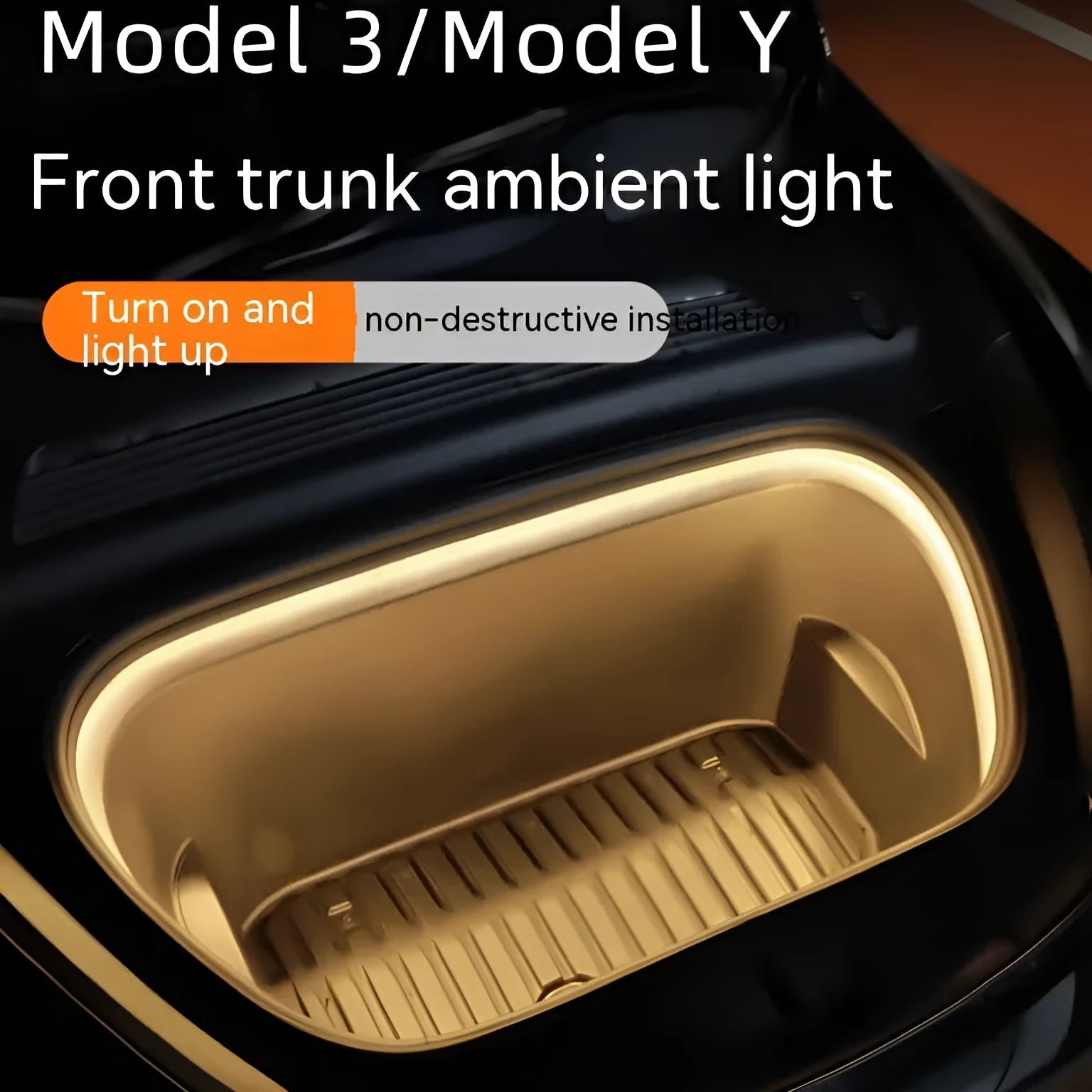 Tesla Model 3 Y front backup box ambience light interior modification with soft silicone light bar