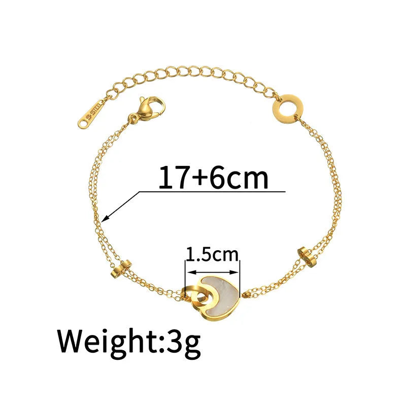 Women's stainless steel resin bracelet with double-layer heart design