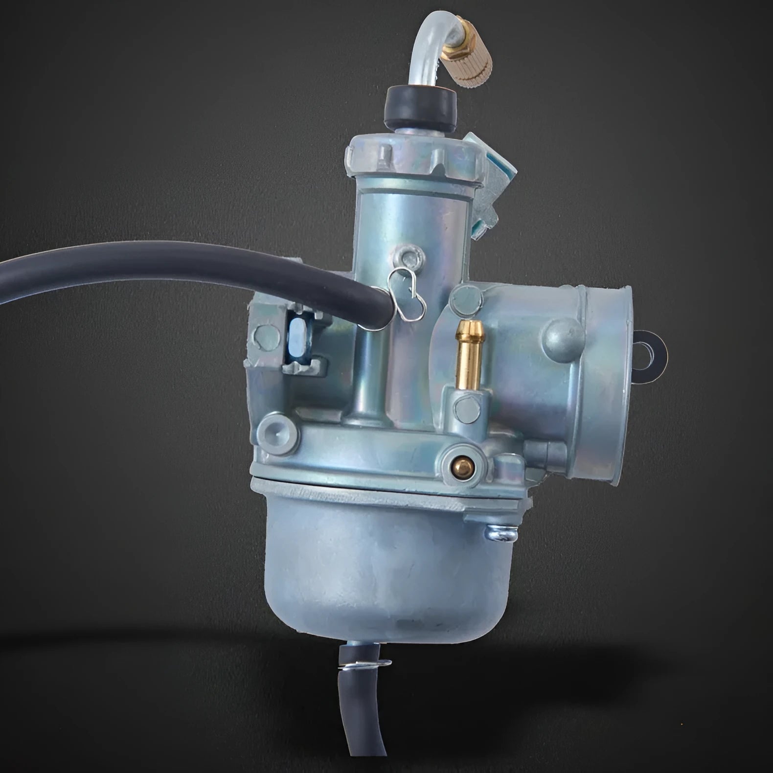Motorcycle carburetor assembly, flat suction plunger type, for Ba Jia and PE26 models