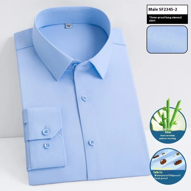 Men's short sleeve bamboo fibre shirt with square collar in slim fit business style