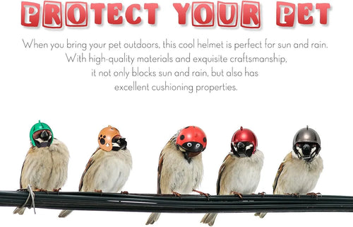 Adjustable pet helmet for small chickens and birds with elastic bands and costume designs