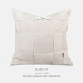 Chenille woven square pillow cushion in beige colour on a sofa