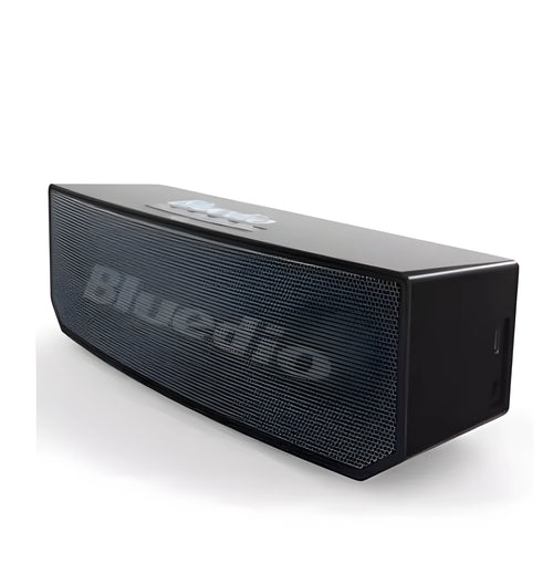 Black BS-6 Cloud Smart Bluetooth Speaker with compact rectangular design and micro-USB port.