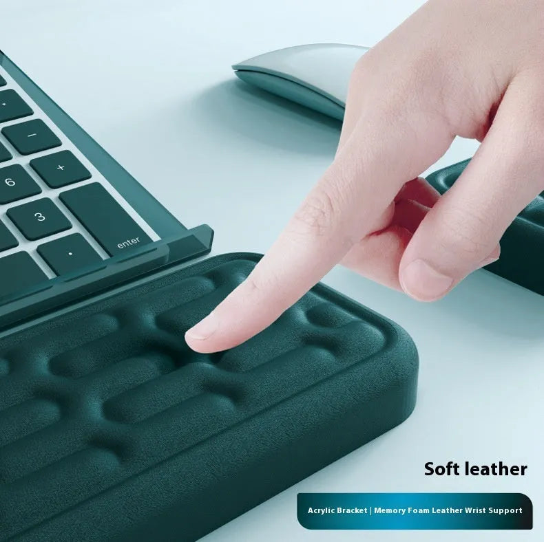 Double-sided computer pad with resin surface and memory foam wrist rest in multiple colour options