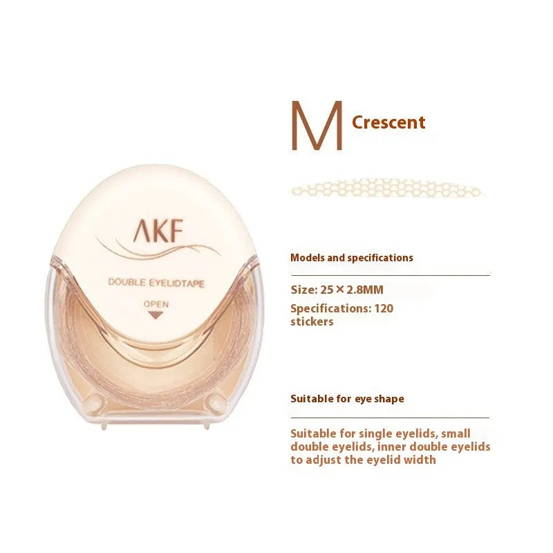 Roll of invisible natural lace double eyelid stickers in choice of Crescent S, M, or Olive M shapes.