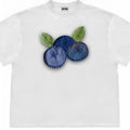 Blueberry patchwork short sleeve t-shirt in ice oxygen cotton, shown in dark coffee colour with plant and flower pattern.