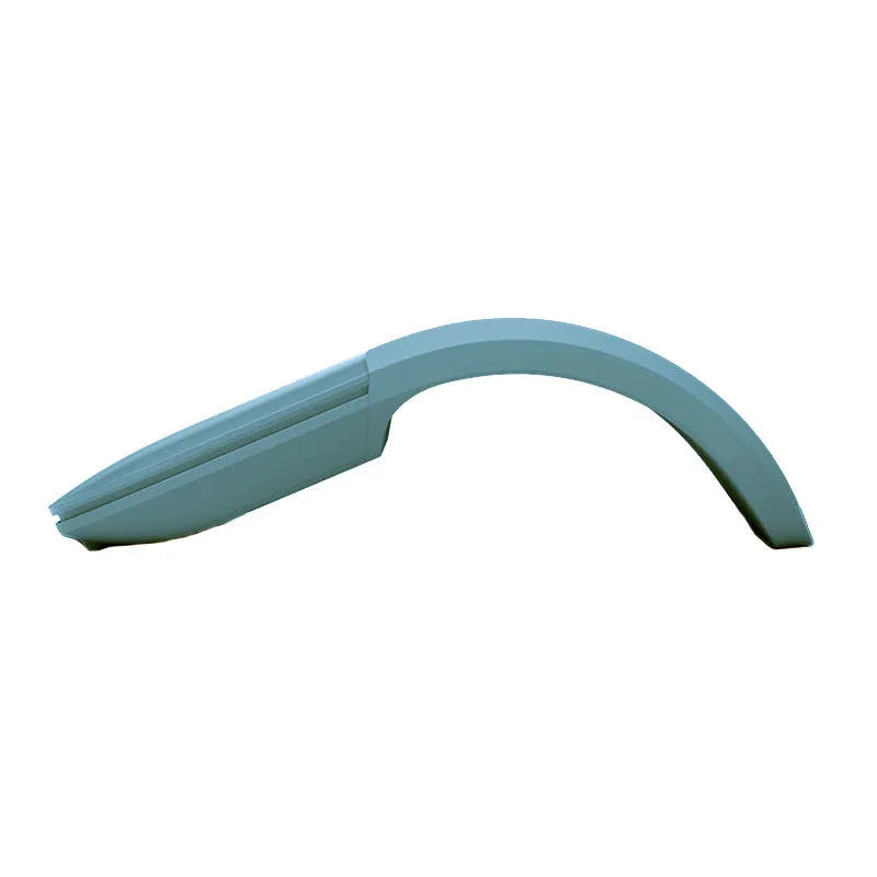 Folded black Bluetooth wireless mouse showing compact 131.2mm length and touch control surface