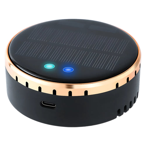 Black solar-powered car air humidifier mounted on a vehicle air conditioning vent.