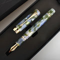 Deep bath green metal ballpoint pen showing three tip options: 0.5mm fine, 0.7mm medium, and 1.0mm art tip