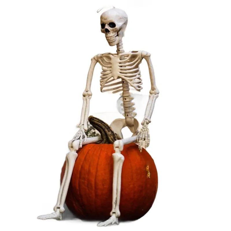 90cm movable joint plastic skeleton Halloween decoration prop with new skull men design