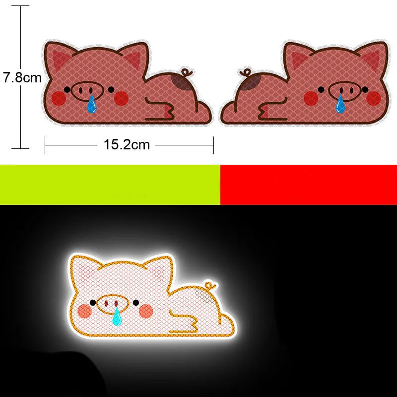 Pair of diamond-grade reflective warning stickers for vehicles measuring 9cm by 5cm