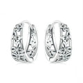 Sterling silver hollow butterfly earrings with zircon stones measuring 14mm by 5mm